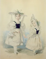 Portrait des Grandes Princesses Olga et Alexandra en costume de fantaisie, années 1830
